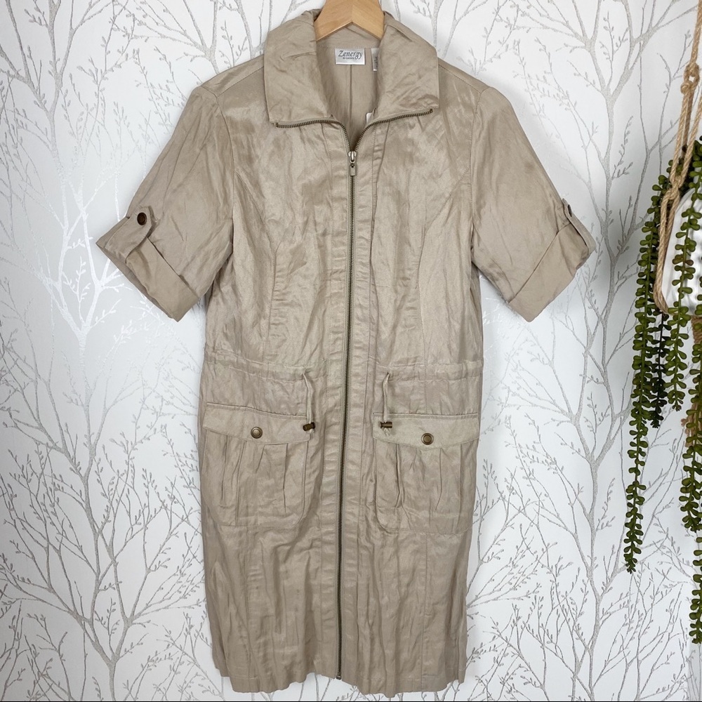 ZENERGY by CHICO’S Tan Utility Zipper Shift Dress - Picture 14 of 14